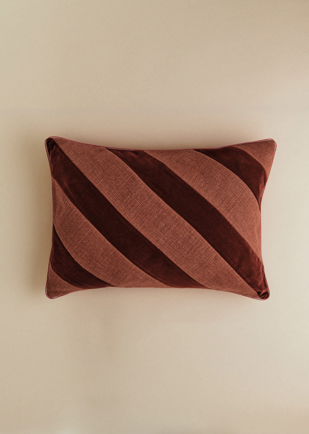 Coussin Toile Lin et Velours - Grand modèle - Terre de sienne
