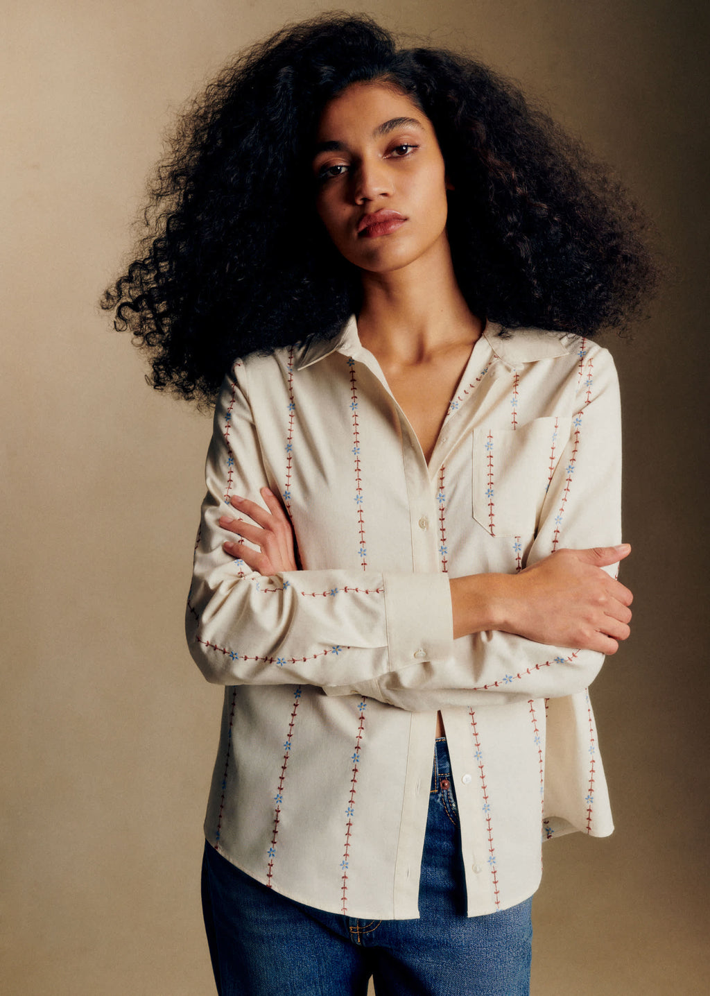 Chemise Tomboy - Fleurs Terre