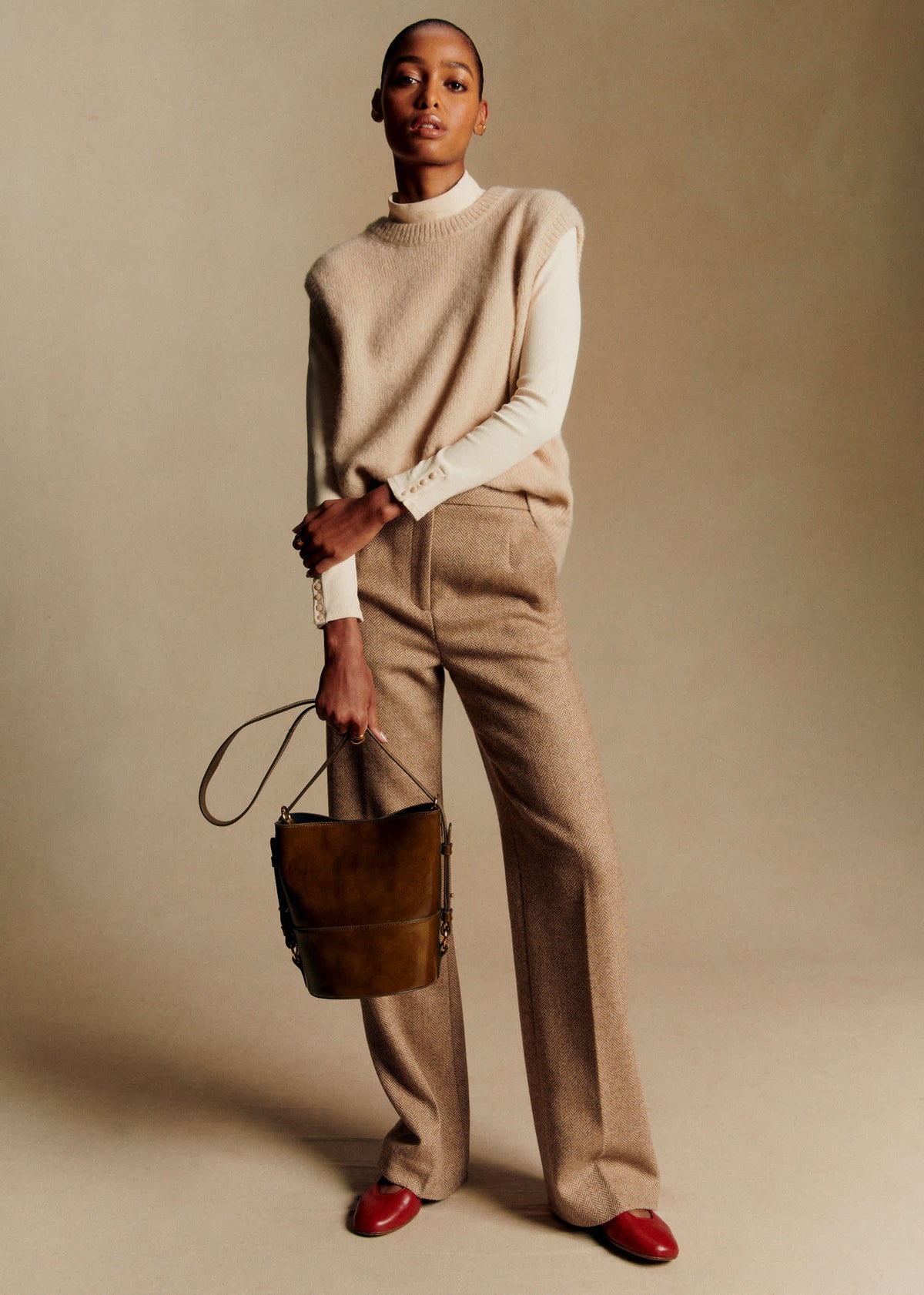 Pantalon Martin - Chevrons Camel Ecru