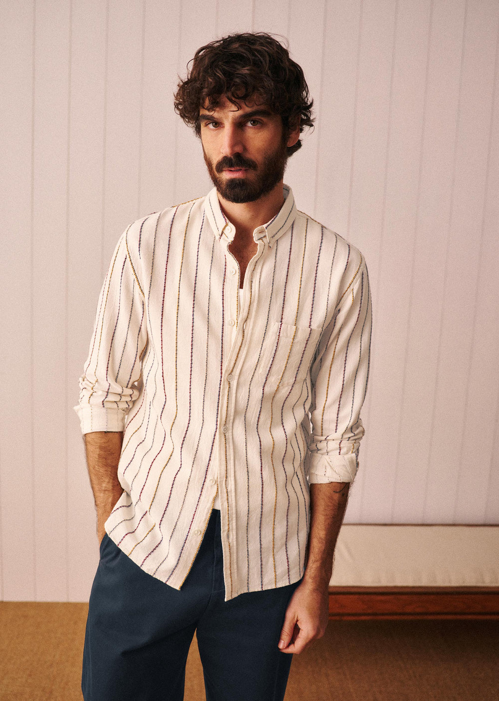 Chemise Charlie Texturée - Écru Rayures Multico