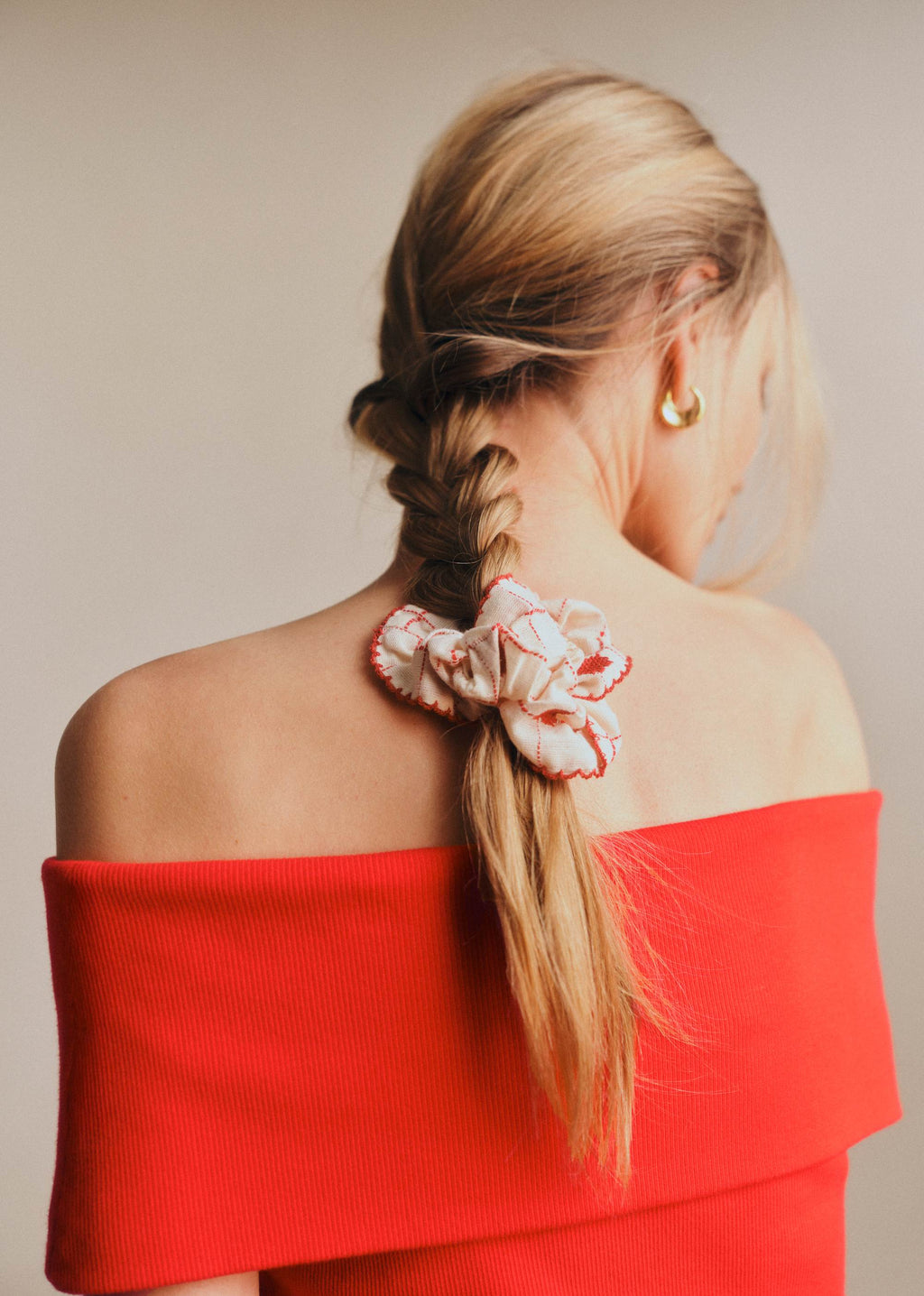 Chouchou - Broderie Coeurs Rouges