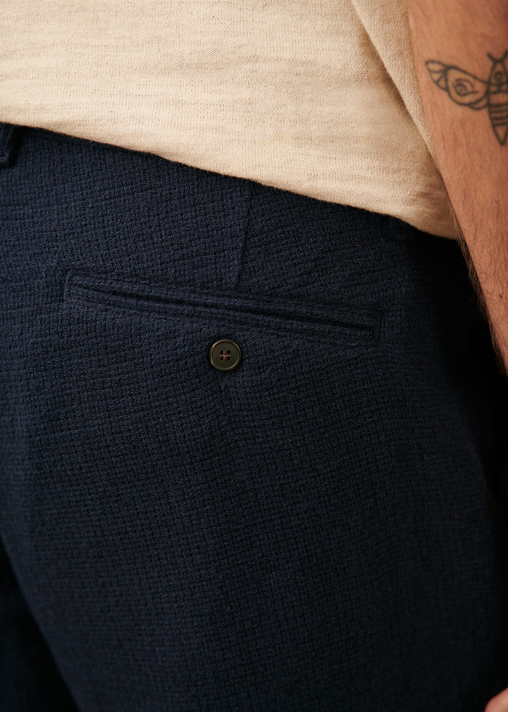 Pantalon Bergame - Marine texturé