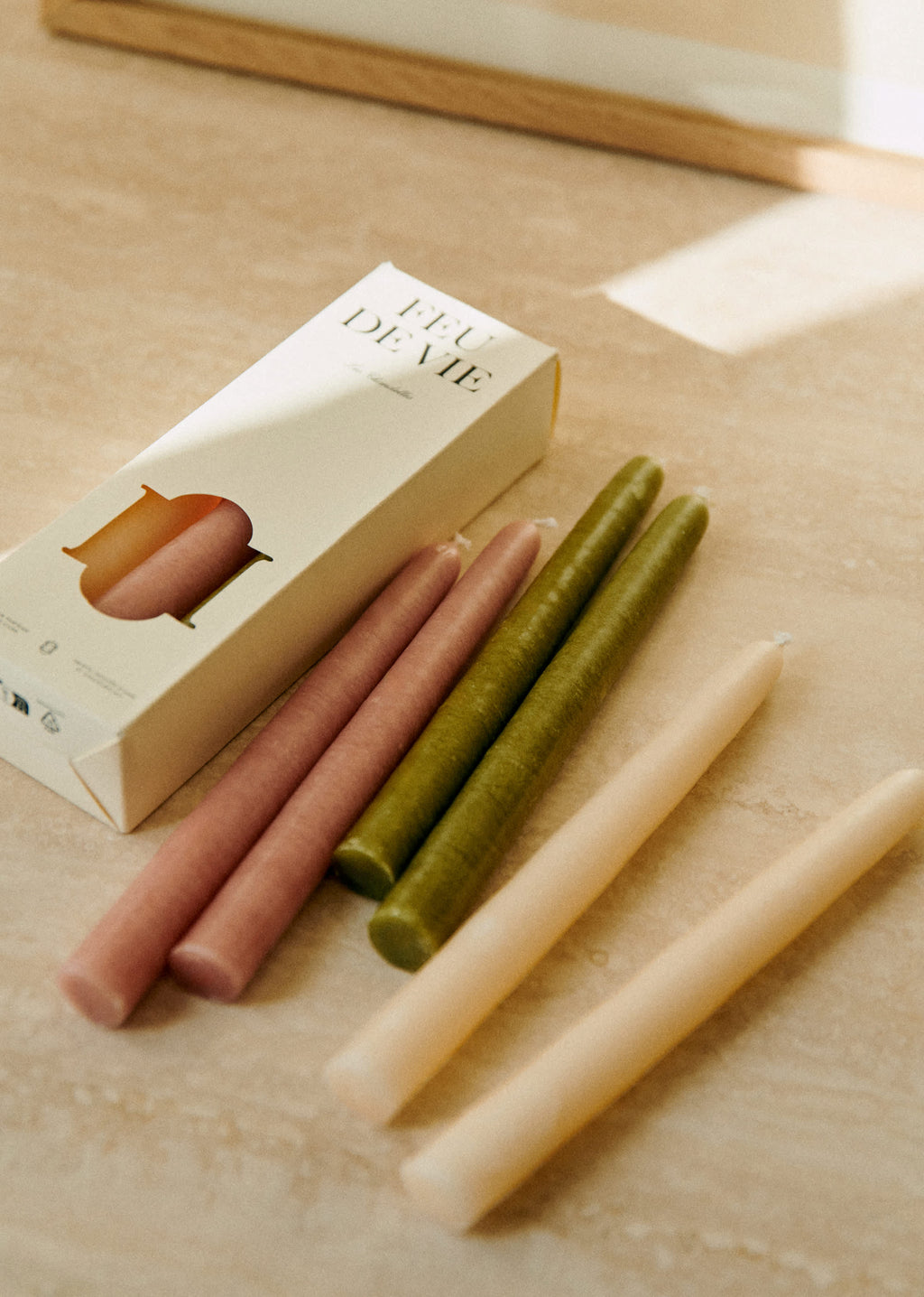 Coffret de 6 chandelles - Ecru, Blush, Olive