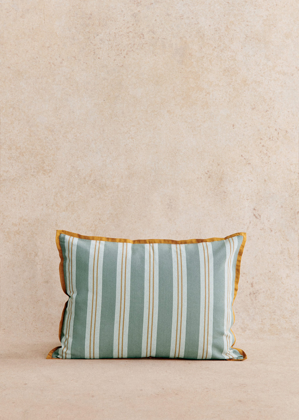 Coussin Tissé Rayures - Grand modèle - Bleu et Café
