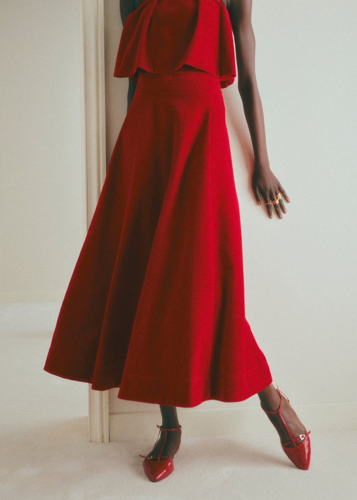 Jupe SORIA - Velours Rouge