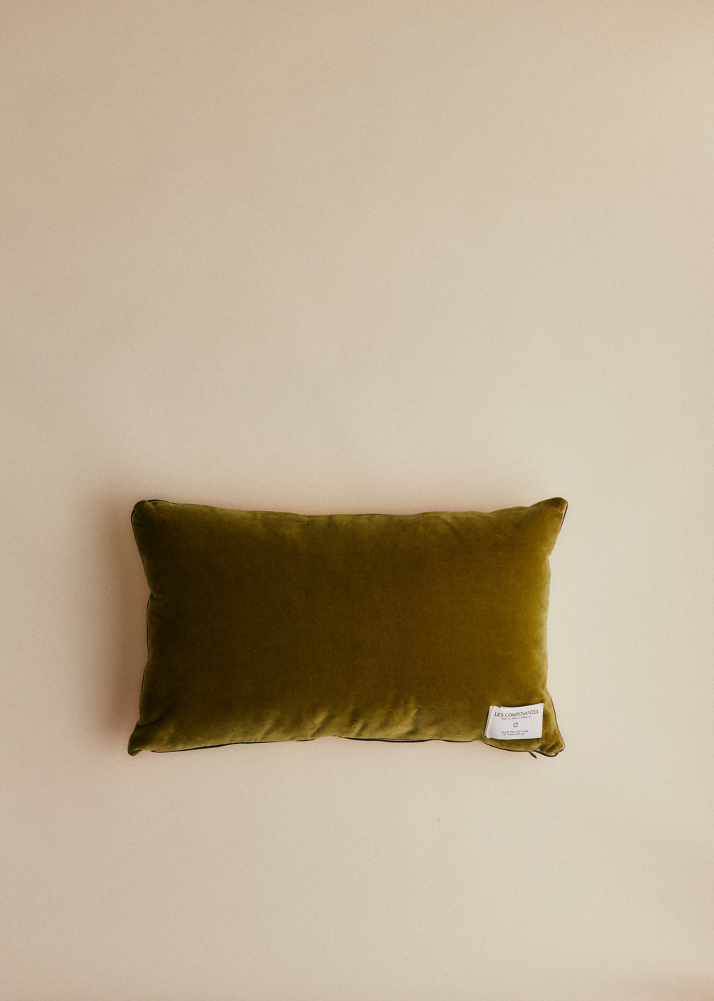 Coussin vintage velours vert - Petit modèle - Imprimé Rosiers
