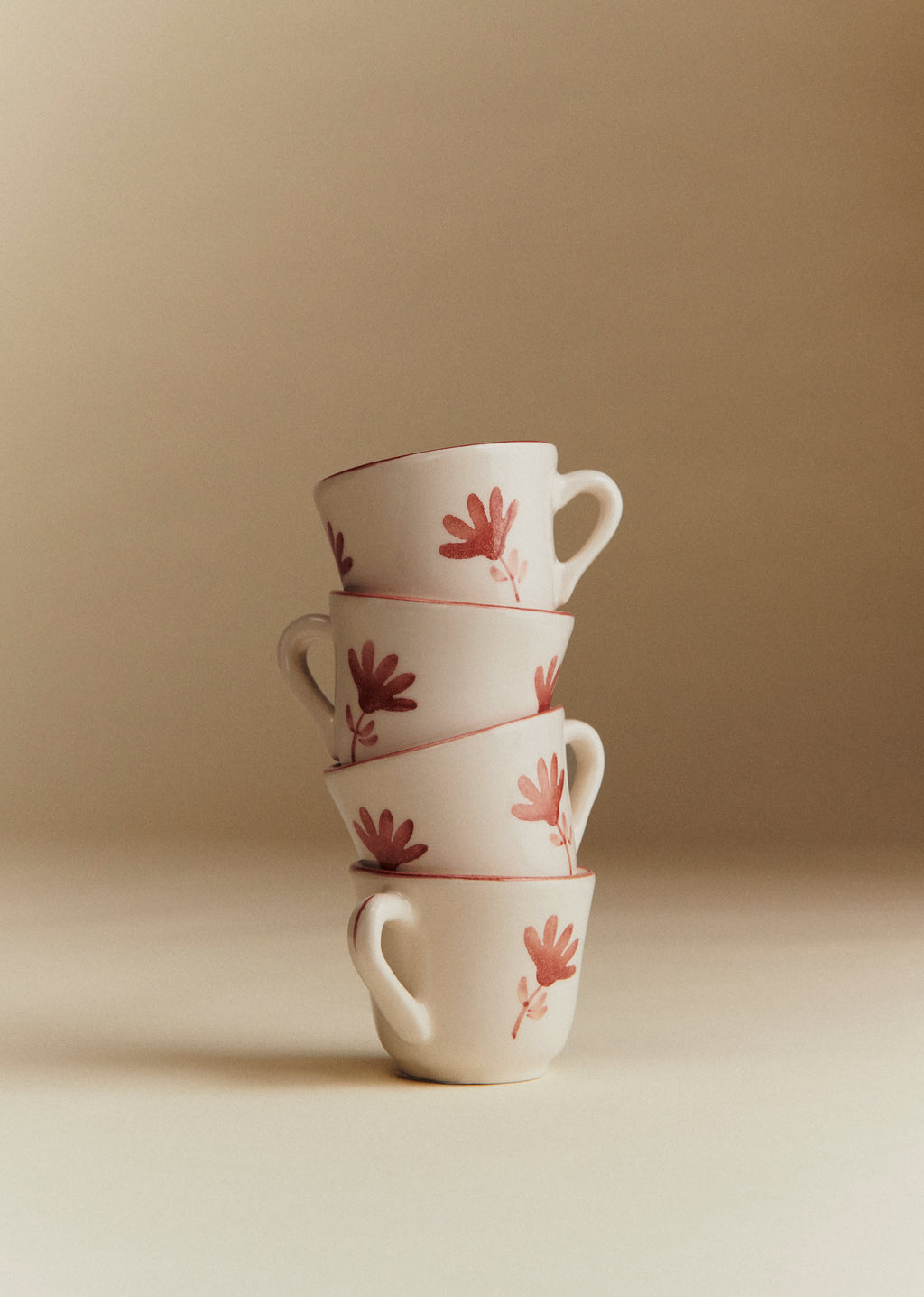Coffret de 4 tasses expresso - Petite Fleur - Terre De Sienne