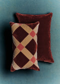 Coussin Velours Patchwork - Petit modèle - Terre de Sienne et Beige