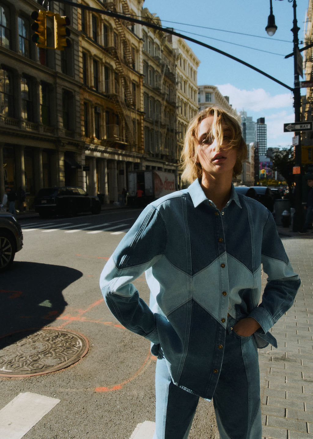Chemise Marzia - Patchwork Denim Bleu Clair