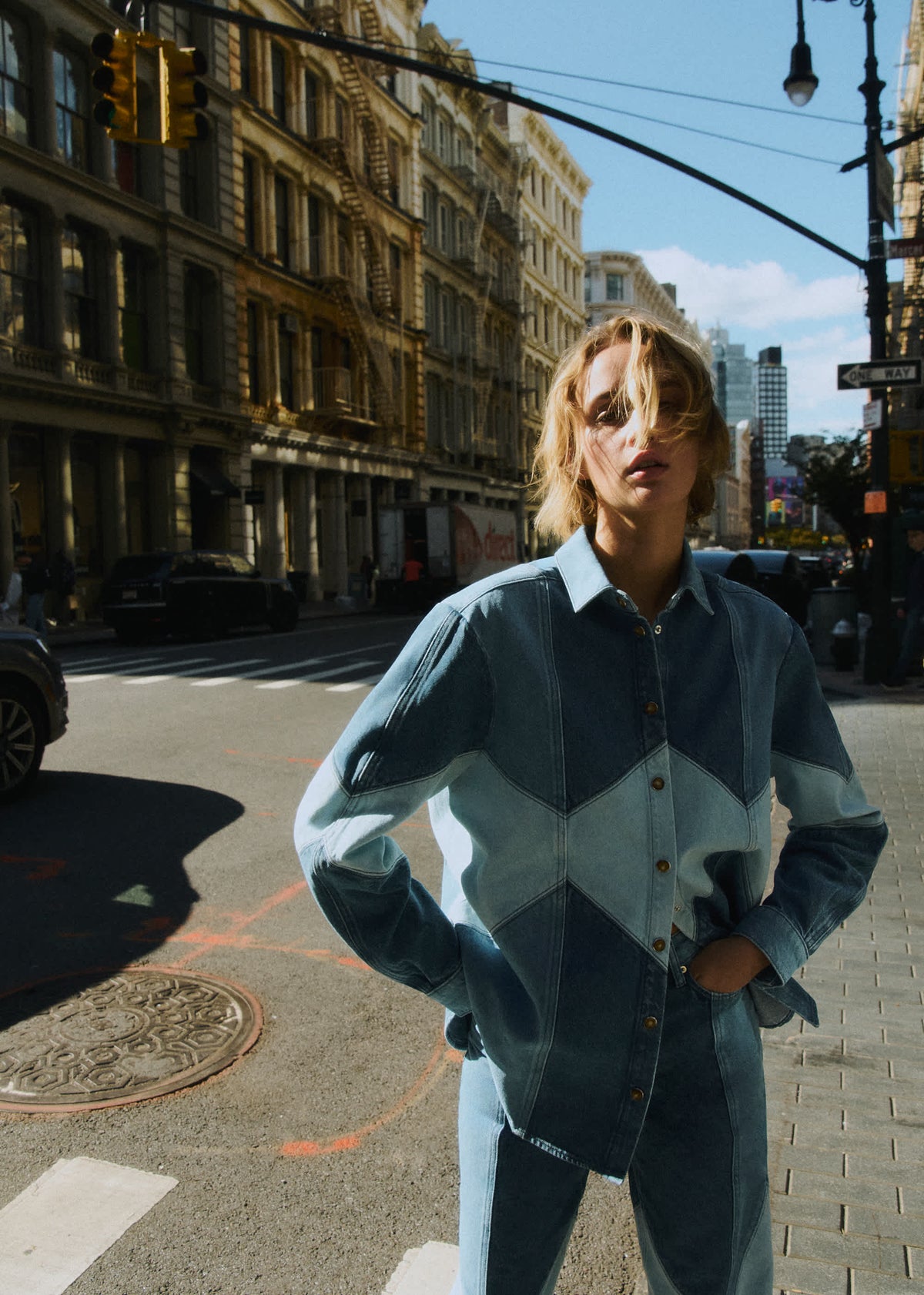 Chemise Marzia - Patchwork Denim Bleu Clair