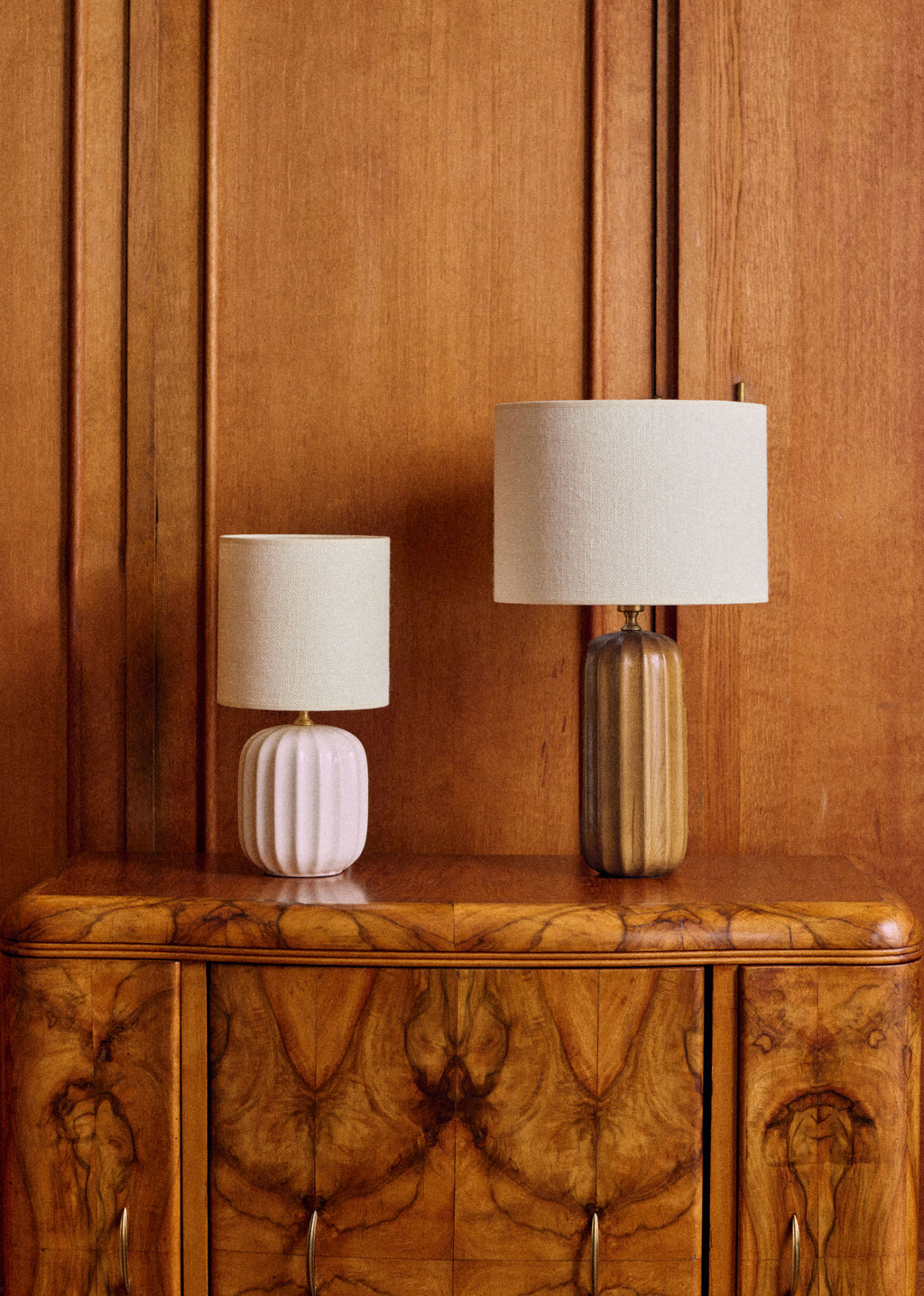 Lampe Traviata - Bois - Abat-jour Dolce - Jute Écru
