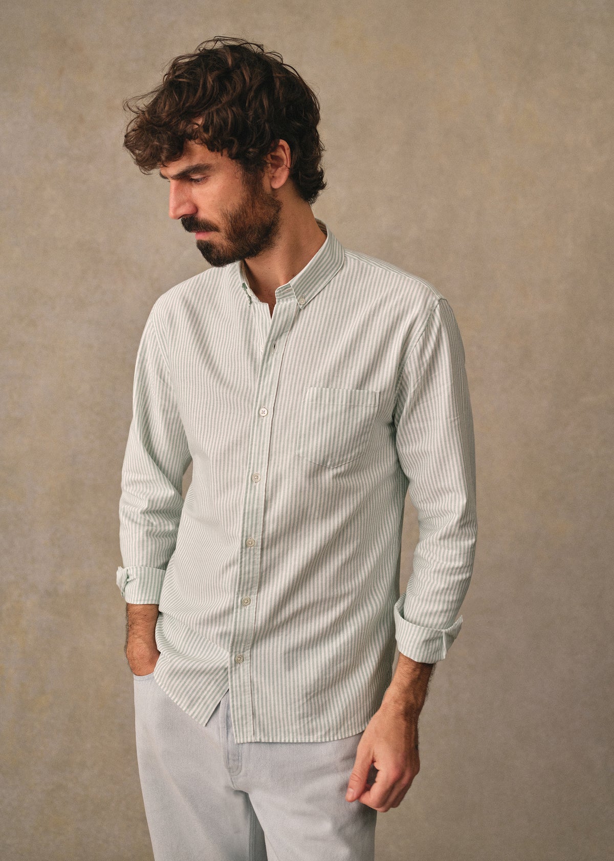 Chemise Charlie Oxford - Rayures Vert / Blanc
