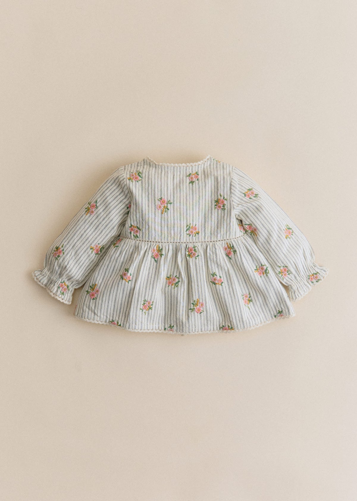 Blouse Adèle - Rayures Broderies Fleurs