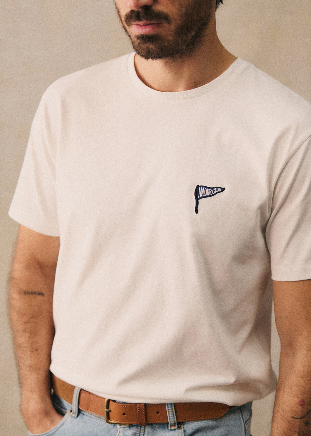 T-Shirt Coeur Amour Club - Blanc / Marine