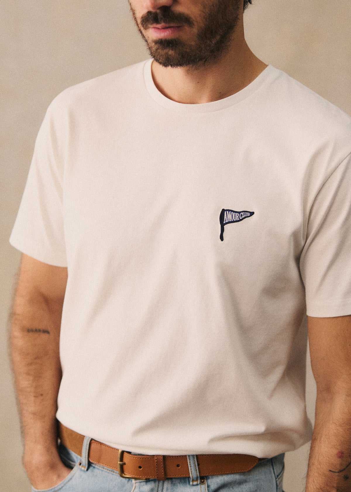 T-Shirt Coeur Amour Club - Blanc / Marine