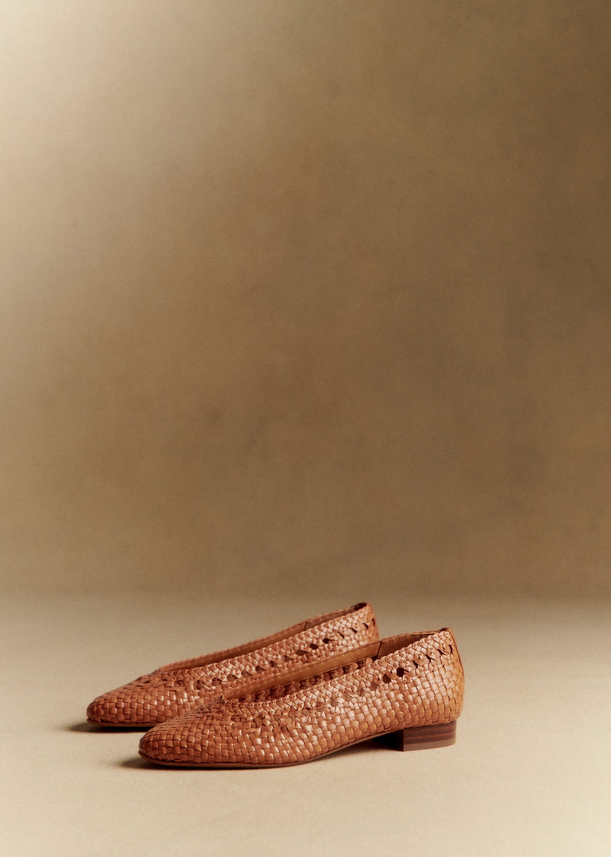Ballerines Low Anya - Camel Lisse Tressé
