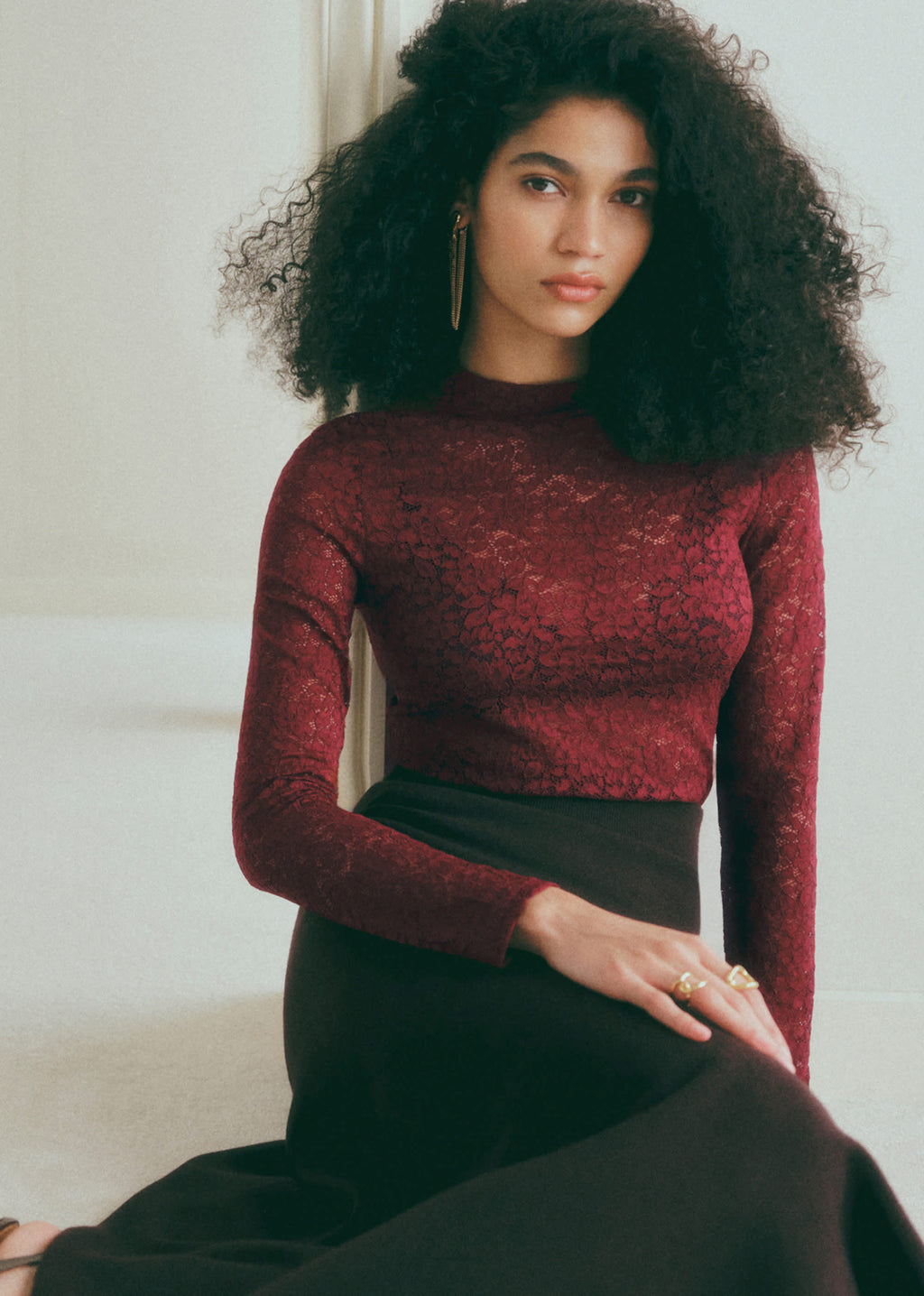Blouse Taori - Dentelle Grenat