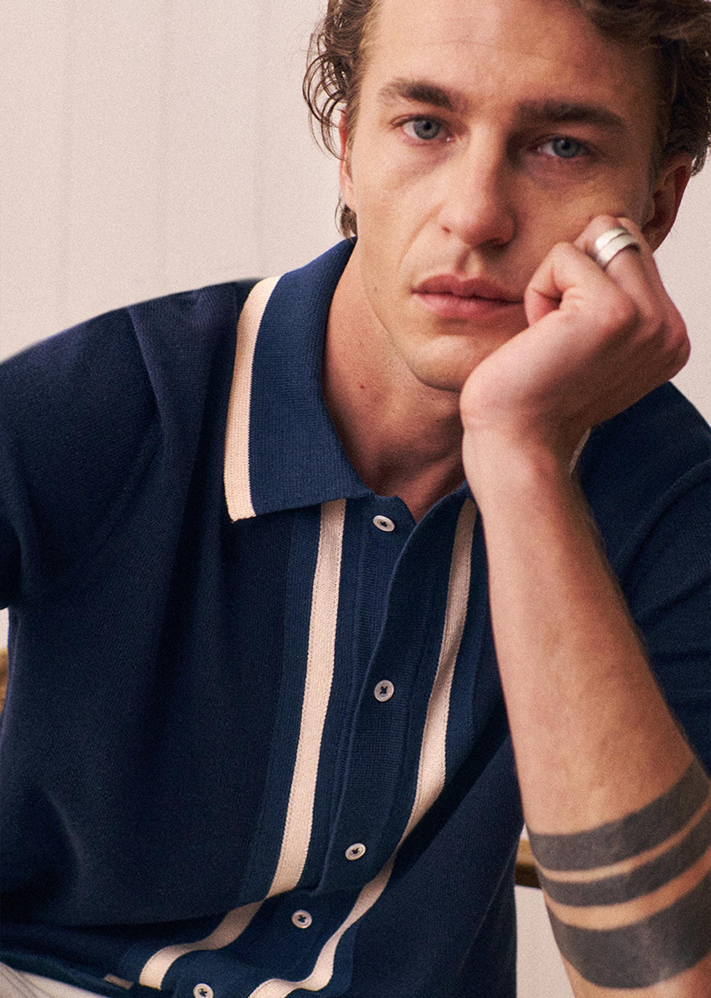 Chemise Maille Mateo - Marine / Ecru