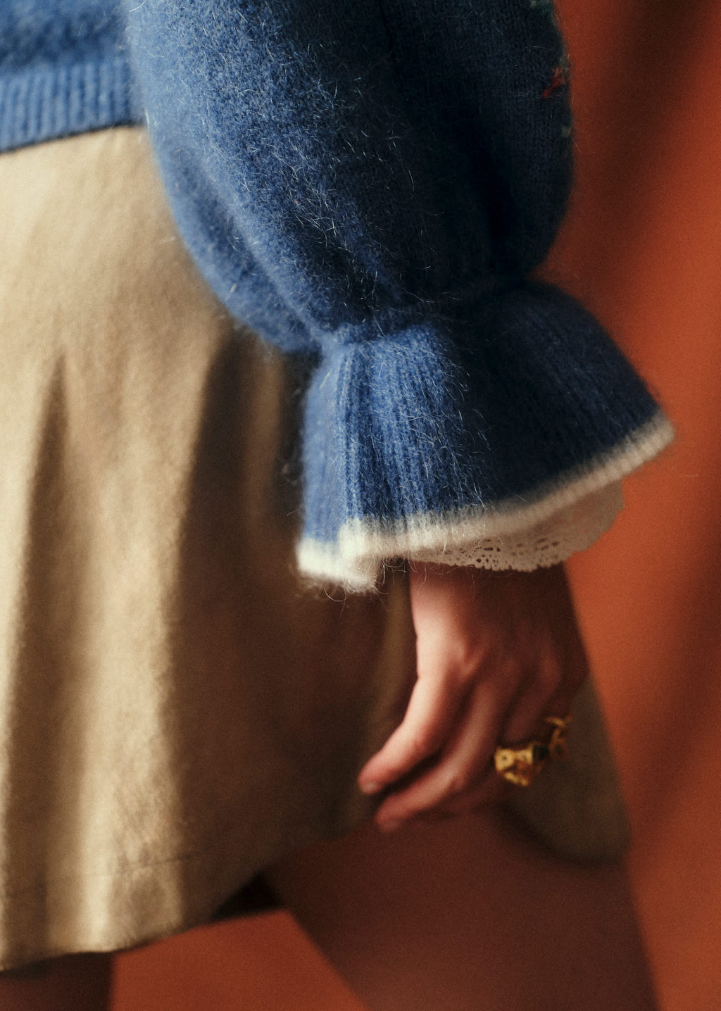 Pull Mathieu - Sézane x Baziszt - Jacquard Fond Bleu