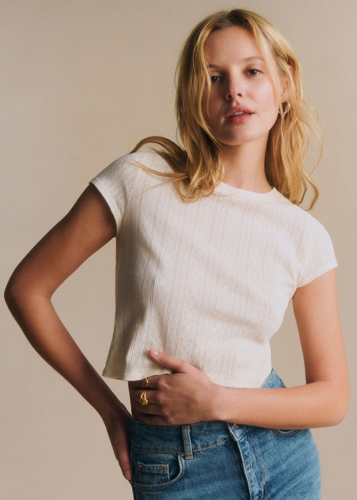 T-Shirt Camil - Pointelle Crème