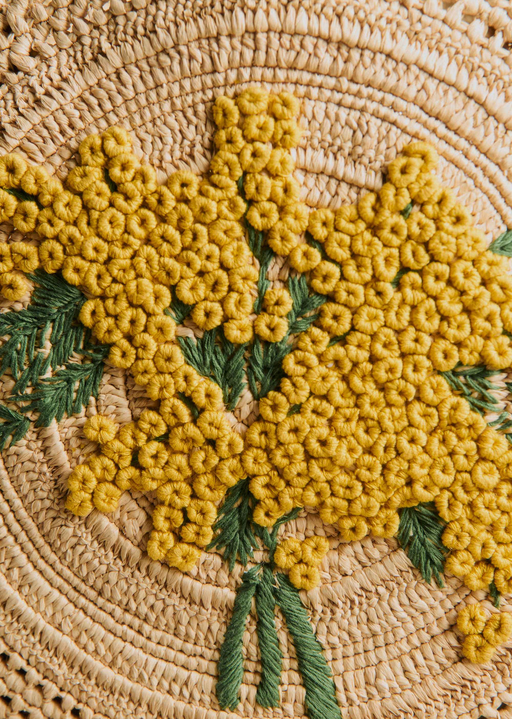 Panier June - Raphia Broderie Mimosa