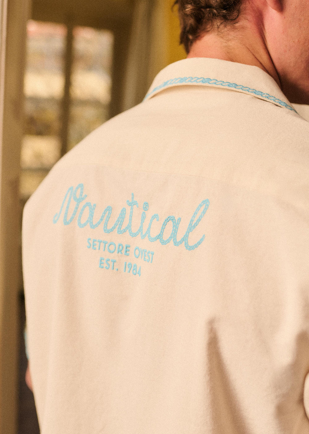 Chemise Nautical - Écru Broderie Bleue