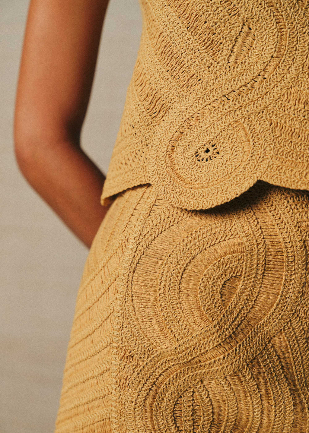 Jupe Maliam - Broderie Unie Abstraite Raffinée Biscuit
