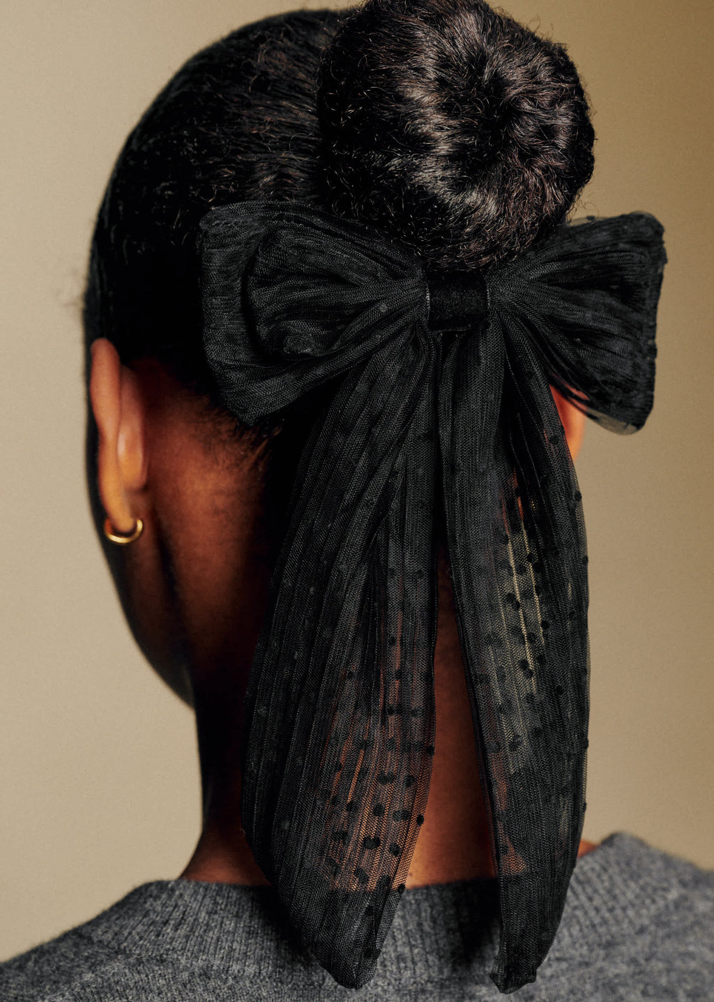 Barrette Noeud - Plumetis Noir