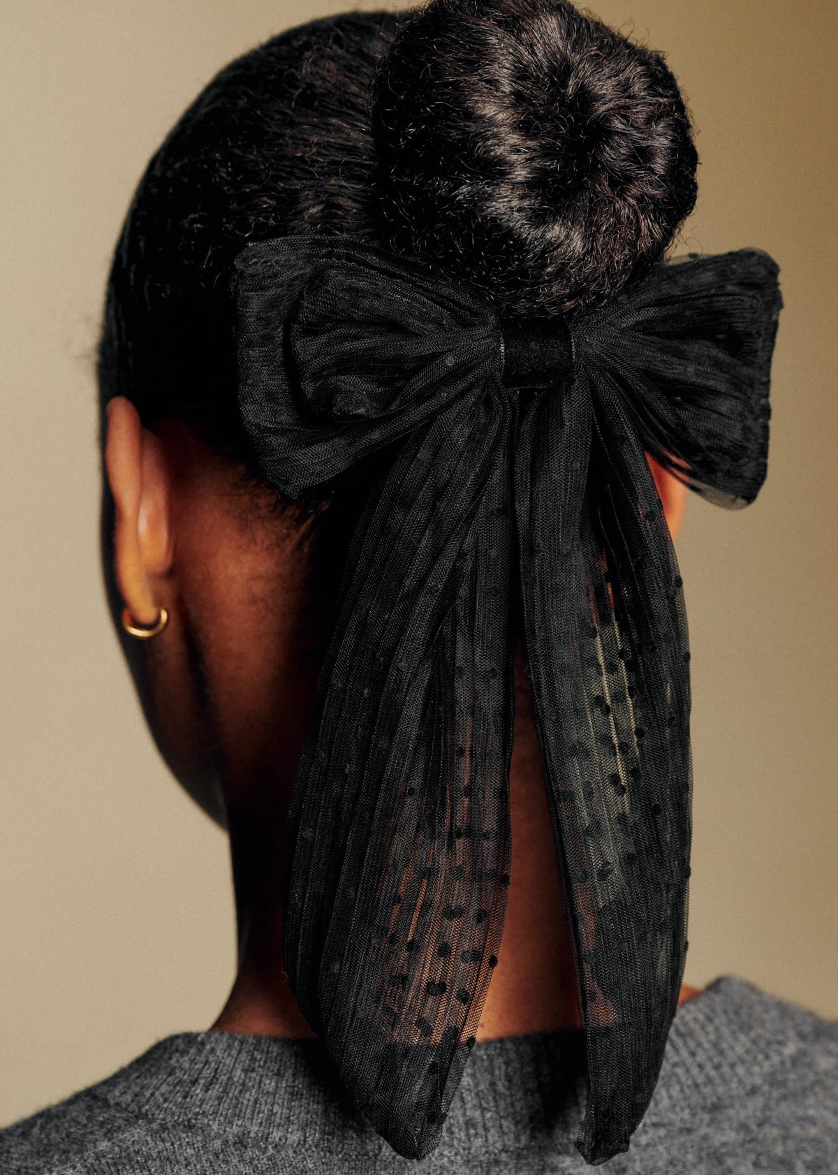 Barrette Noeud - Plumetis Noir