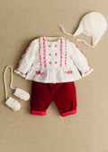 Chemise Charlina - Blanc / Broderie Rouge