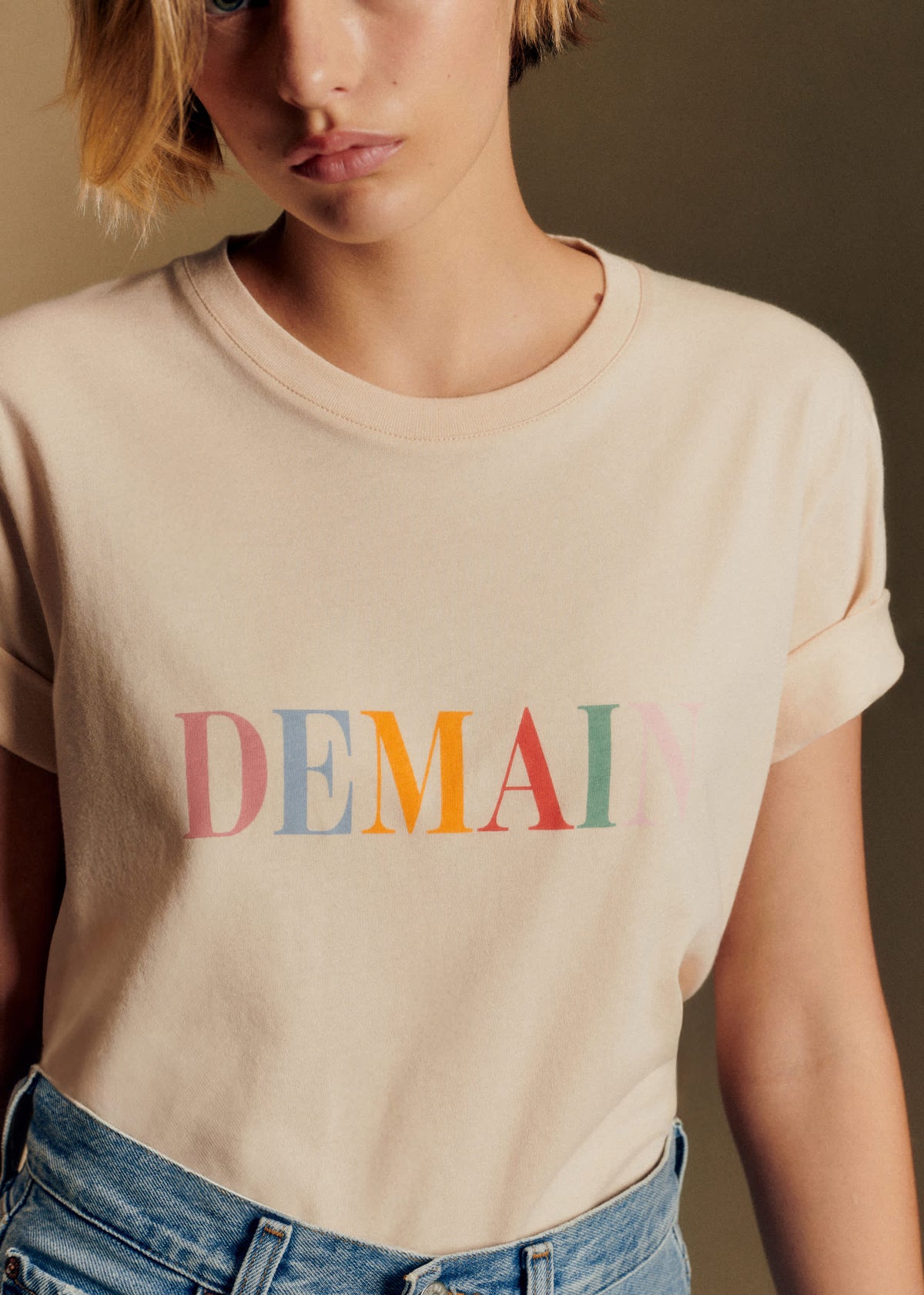 T-Shirt Demain - Crème / Multico
