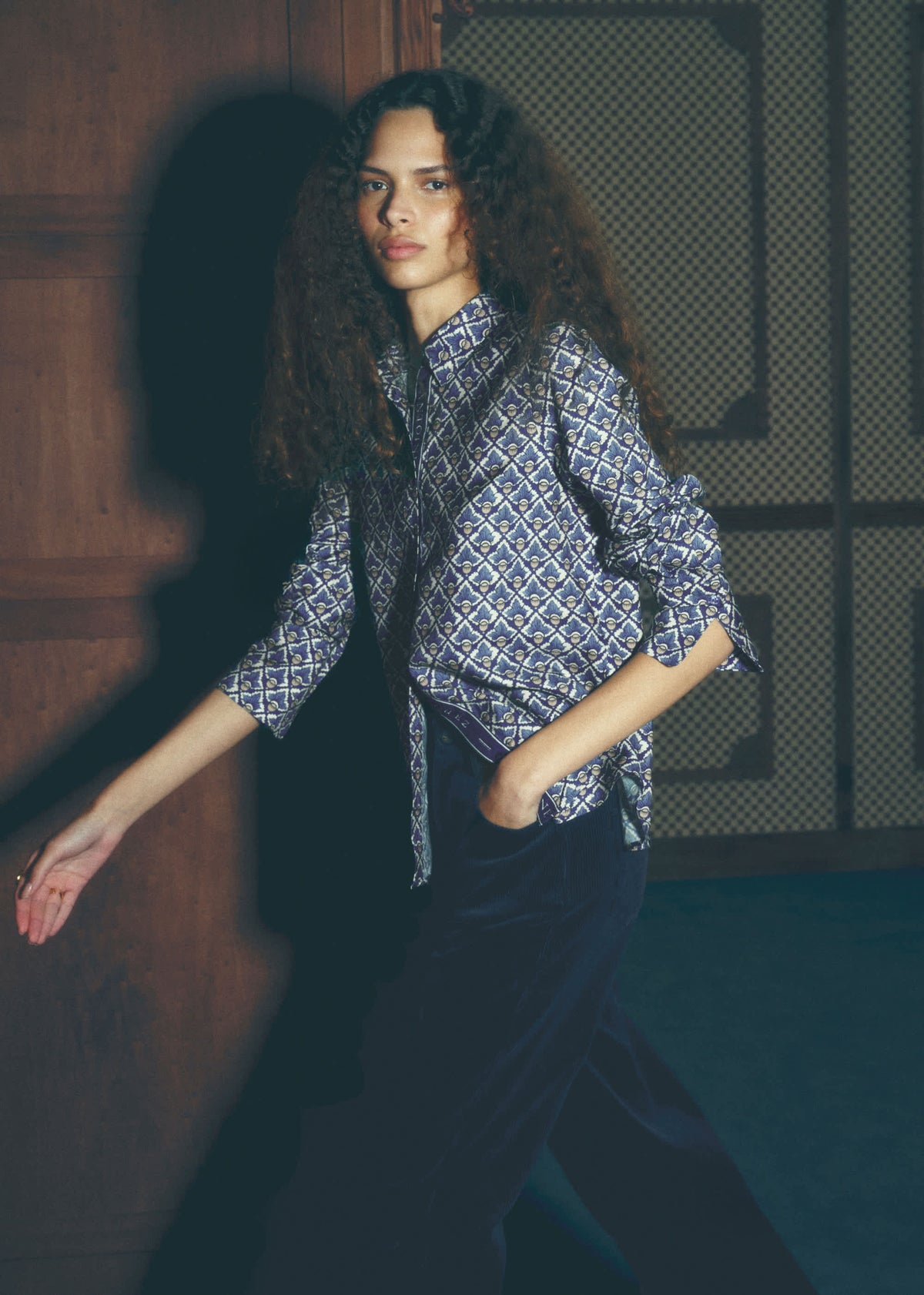 Chemise Annie - Sézane x Antoinette Poisson - Bleu Imprimé Noisettes