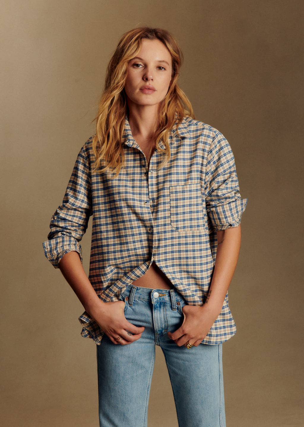 Chemise Max - Carreaux Ecru Bleu Rouge