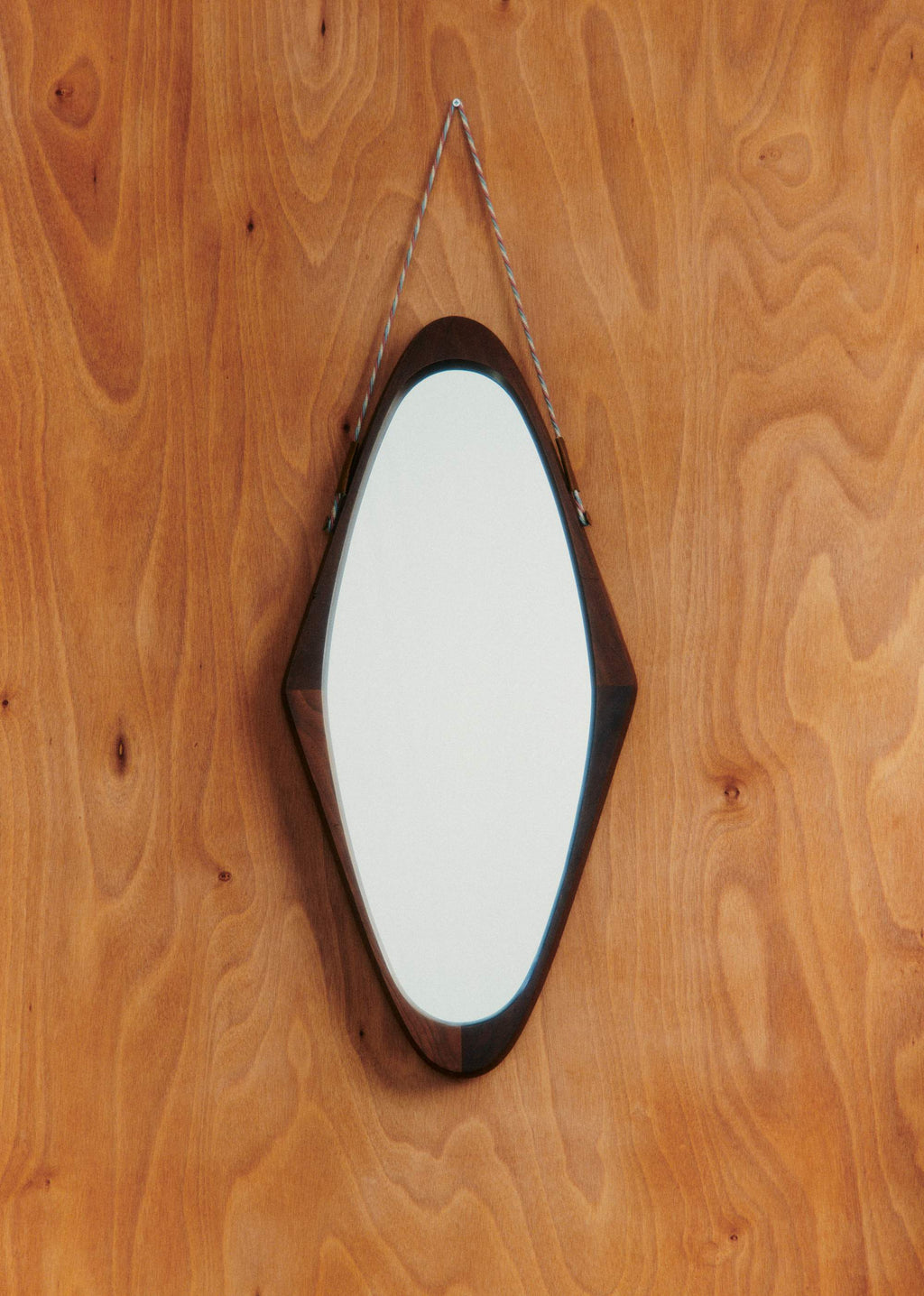 Miroir losange vintage en teck - Teck