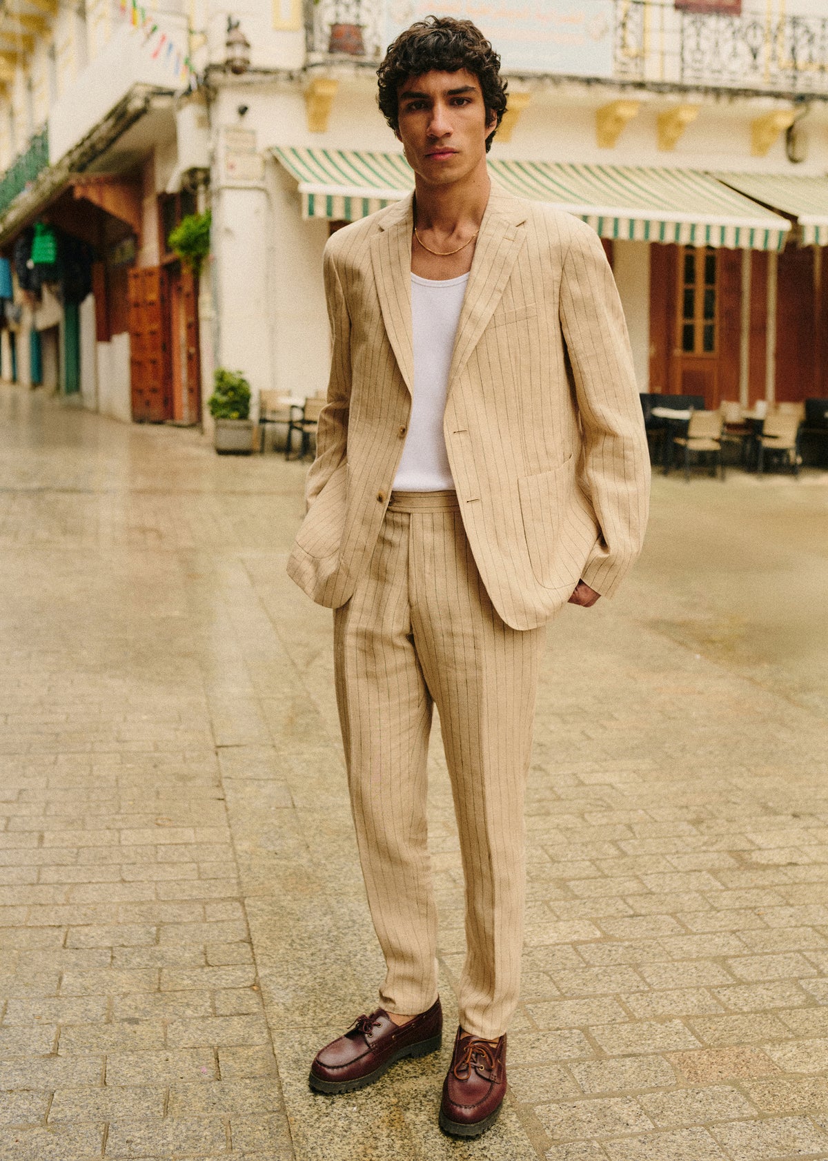 Veste Kale - Beige Rayures Fines Marron