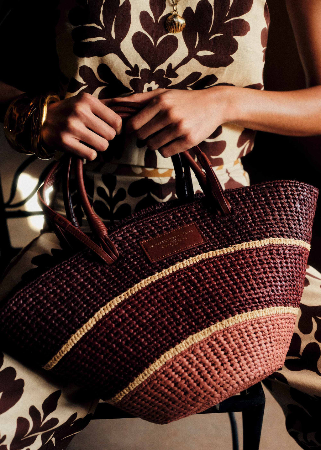 Panier Justine - Raphia Rose Multi