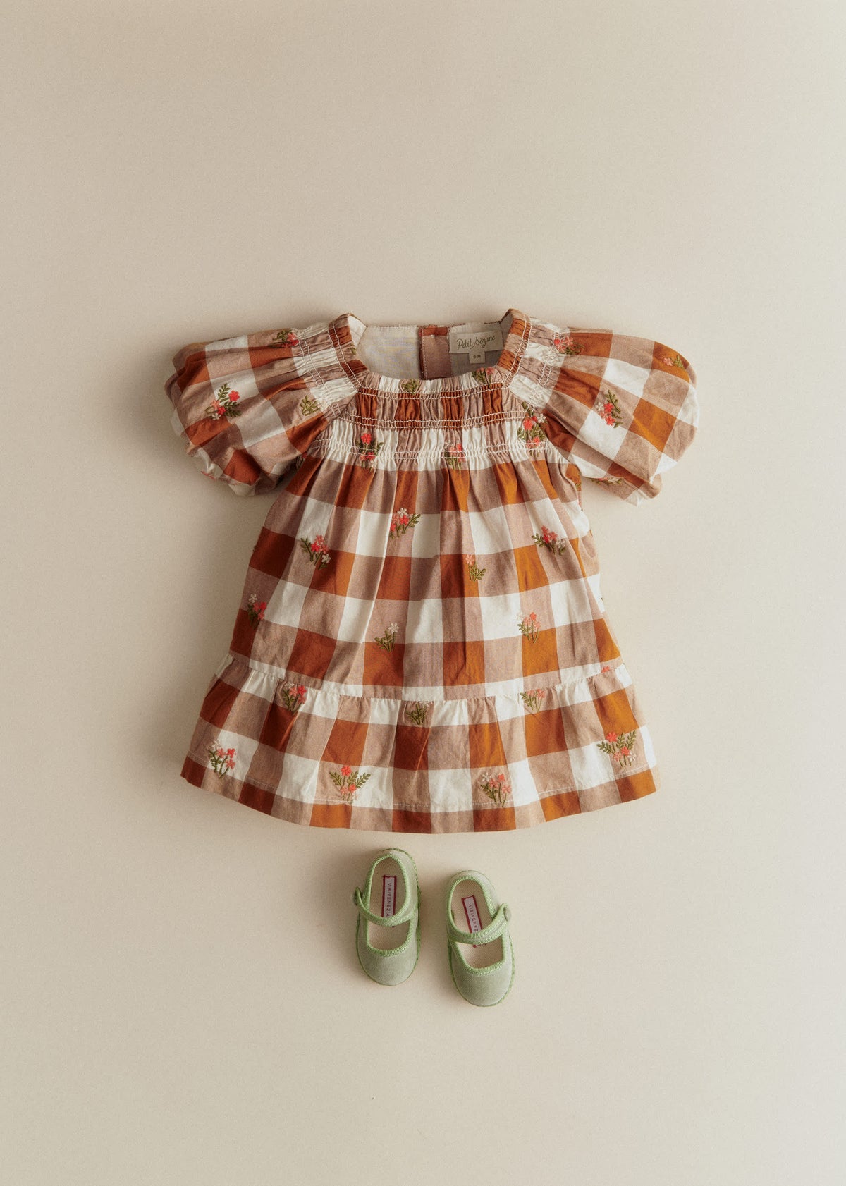 Robe Lucinda - Maxi Vichy Caramel / Ecru