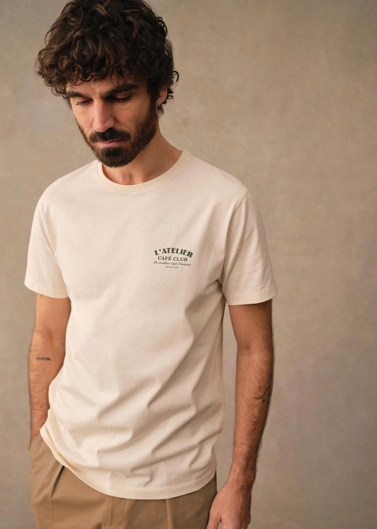 T-Shirt L'Atelier Café Club - Écru