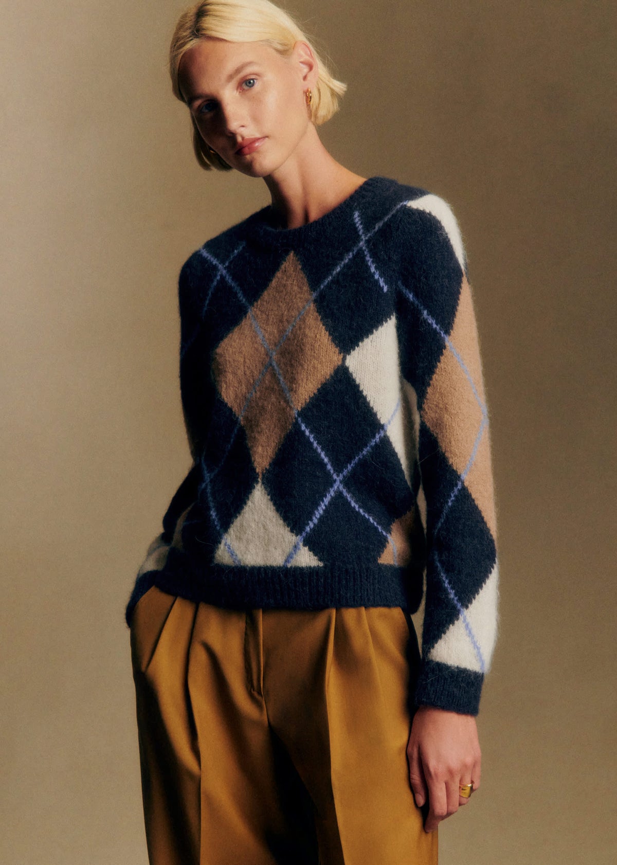 Pull Gabriel - Jacquard Marine Camel Ecru
