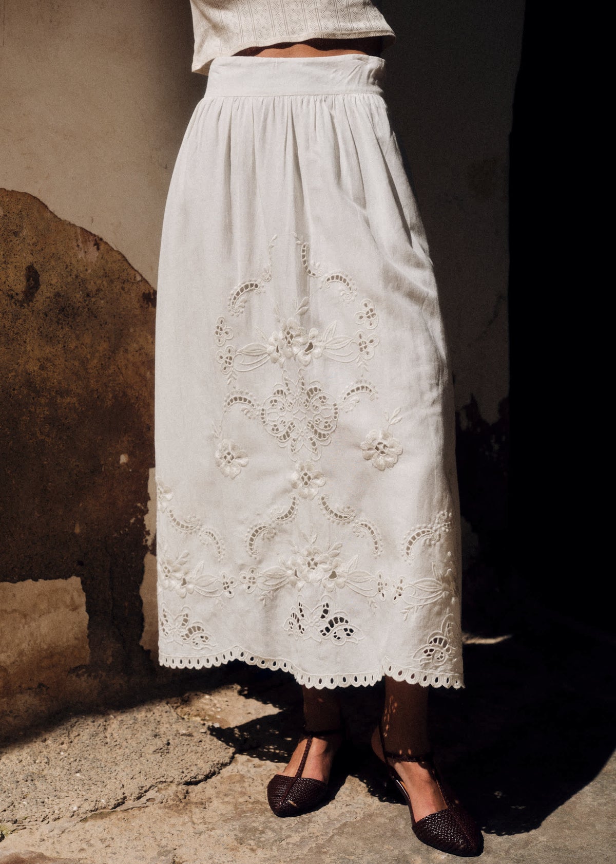 Jupe Noa - Broderie Placée Ecru