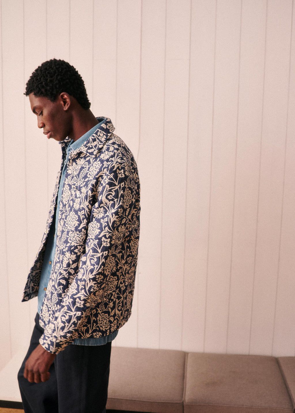 Surchemise Claggan - Jacquard Floral Bleu