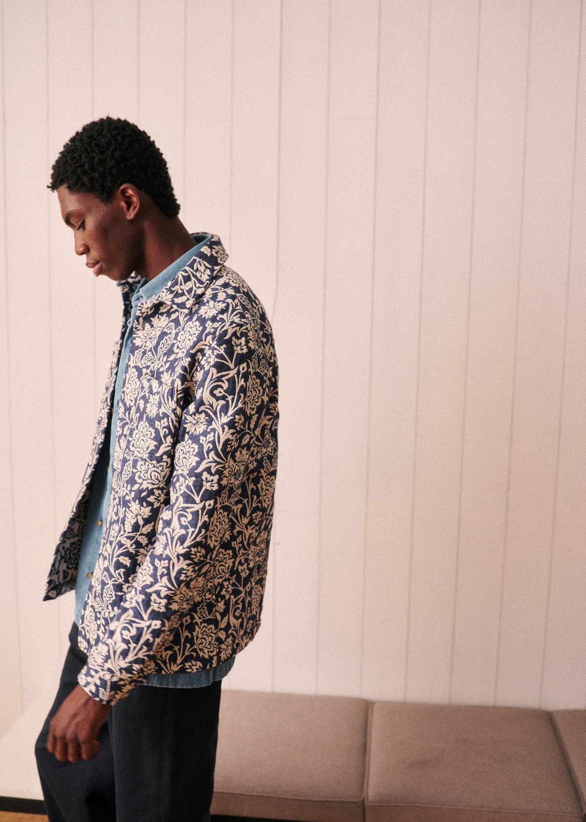 Surchemise Claggan - Jacquard Floral Bleu